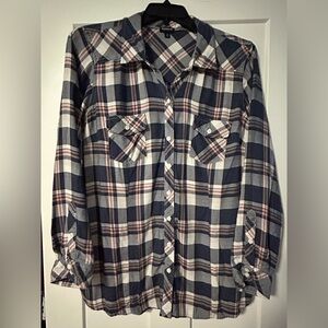 Torrid Blue and Pink Plaid Top